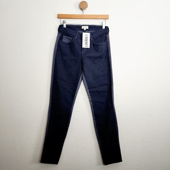 NWT L'agence Grey Two Toned Stretch Knit Skinny Legging Jean